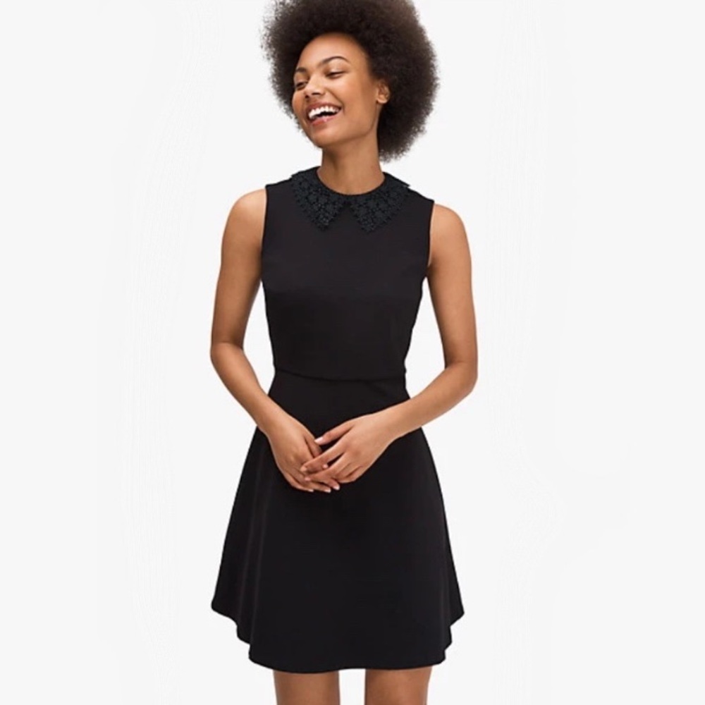 ♠️Kate Spade Floral Lace Collar Ponte Dress Black